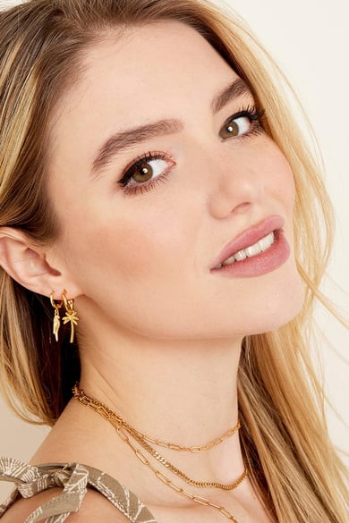 Pendientes Beachy Palm Color dorado Acero inoxidable h5 Imagen3